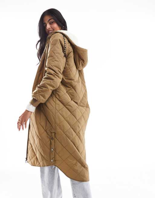 ASOS DESIGN longline puffer vest in camel