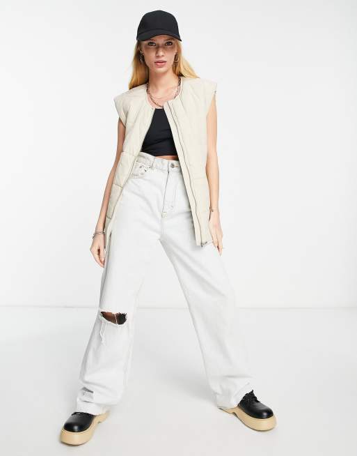 Only quilted vest in cream , 2 of 4