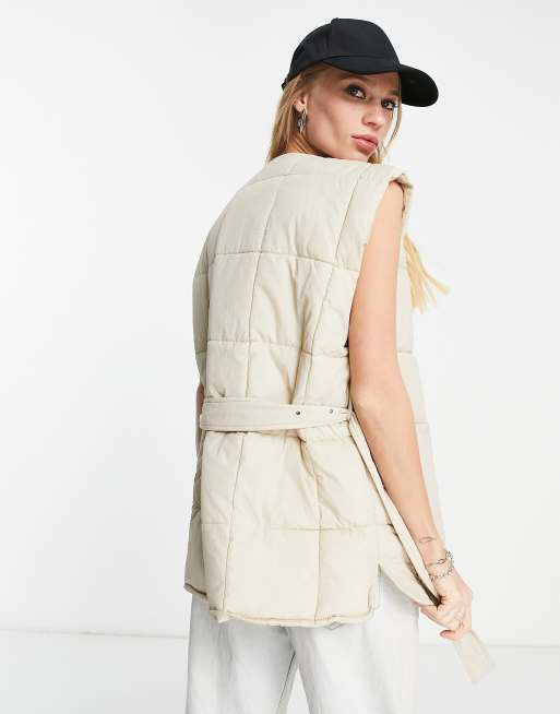 Only quilted vest in cream , 3 of 4