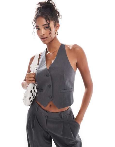 ONLY racer waistcoat co-ord in dark grey 