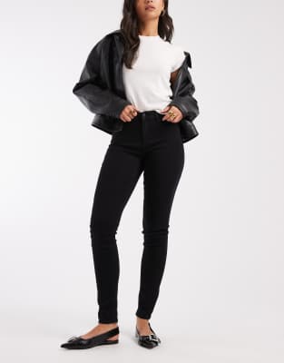 ONLY ONLY Rain mid waist skinny jean in black