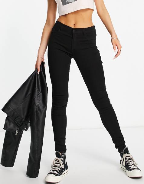 Only - Rain - Skinny jeans met halfhoge taille in zwart - view 1