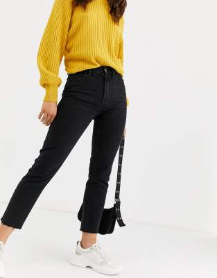 raw edge straight leg jeans