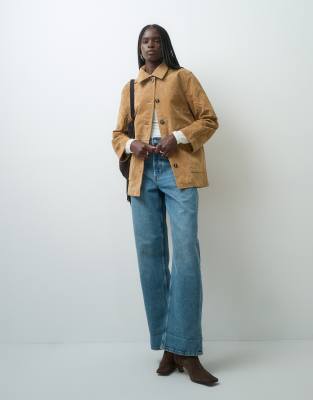 Only Real Suede Jacket In Brown