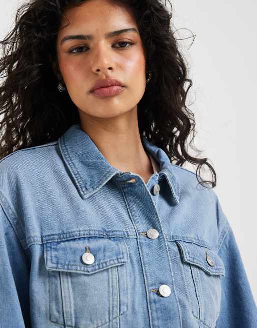 ONLY - Recht denim jack in lichtblauw, 3 van 4