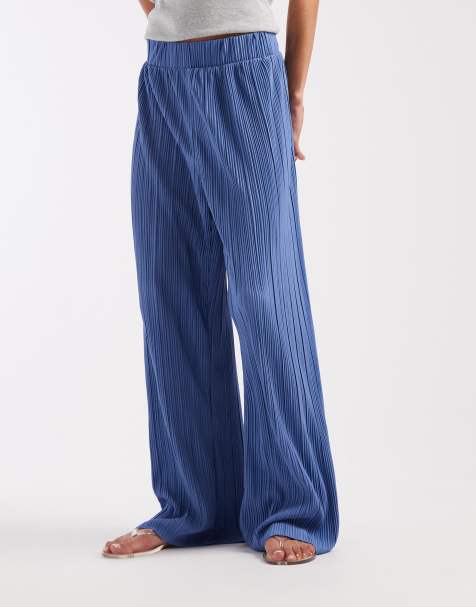 ONLY - Recht plissé T-shirt in blauw, deel van co-ord set - view 1