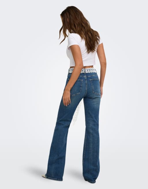 ONLY Regent high waist flared stretch jeans in medium blue denim, 2 of 7