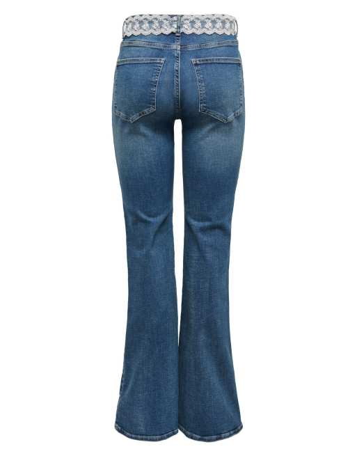ONLY Regent high waist flared stretch jeans in medium blue denim, 7 of 7