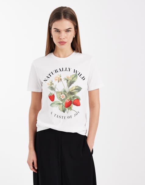 ONLY - Regular-fit T-shirt met aardbeienprint in wit - view 1