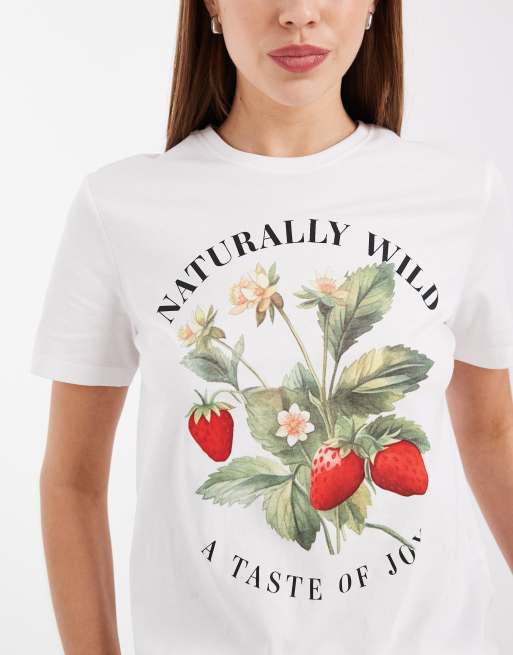 ONLY regular t-shirt with strawberry print in white, 4 of 4