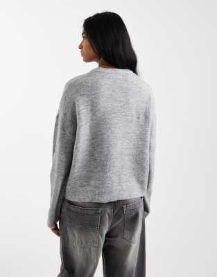 Only Relaxed Knit Sweater In Gray
