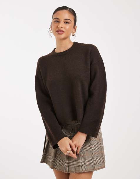 ONLY relaxed knitted jumper in dark brown - view 1