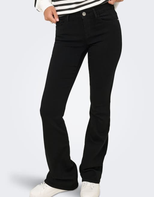 ONLY - Retro flared jeans in zwart denim, 4 van 7