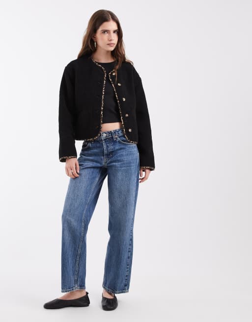 ONLY reversible borg jacket in black, 3 of 4