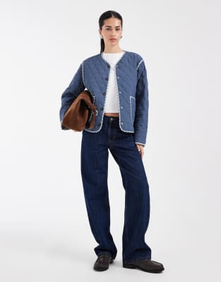 Only Reversible Quilted Jacket In Blue