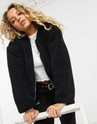 black teddy bomber jacket