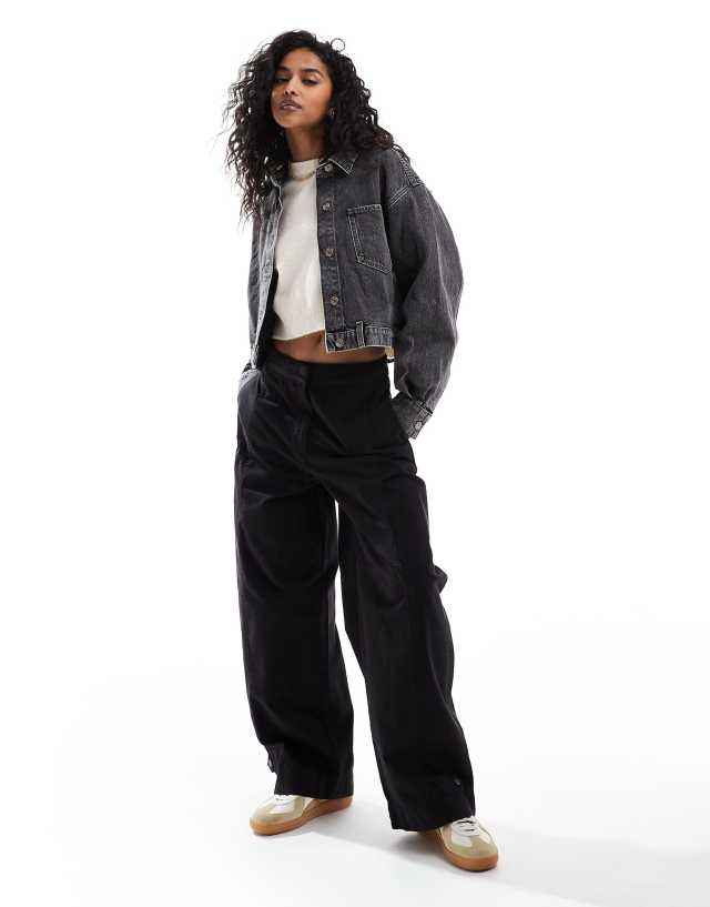 ONLY reworked cropped denim jacket in washed black | ASOS