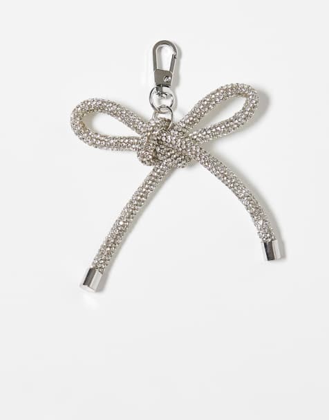 ONLY rhinestone bow bag charm in silver - view 1