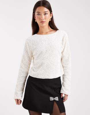 Only Rhinestone Bow Detail Mini Skirt In White