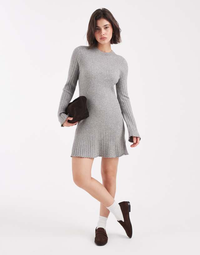 ONLY rib knit mini dress in gray | ASOS