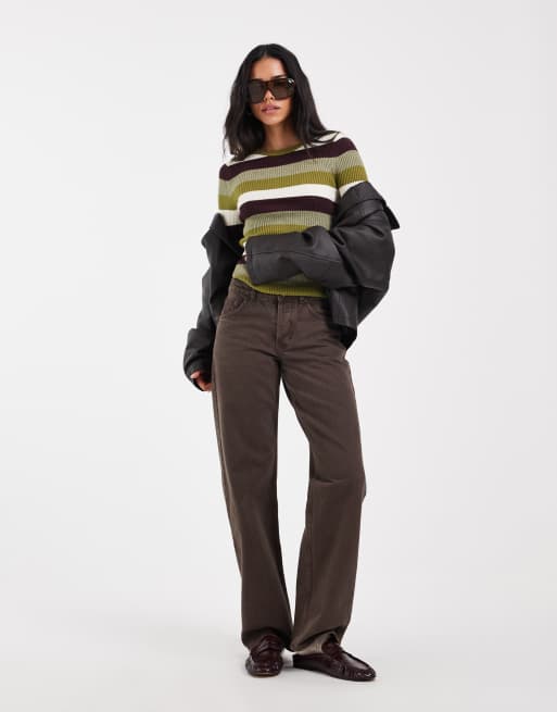 ONLY rib knit top in green stripes, 3 of 4