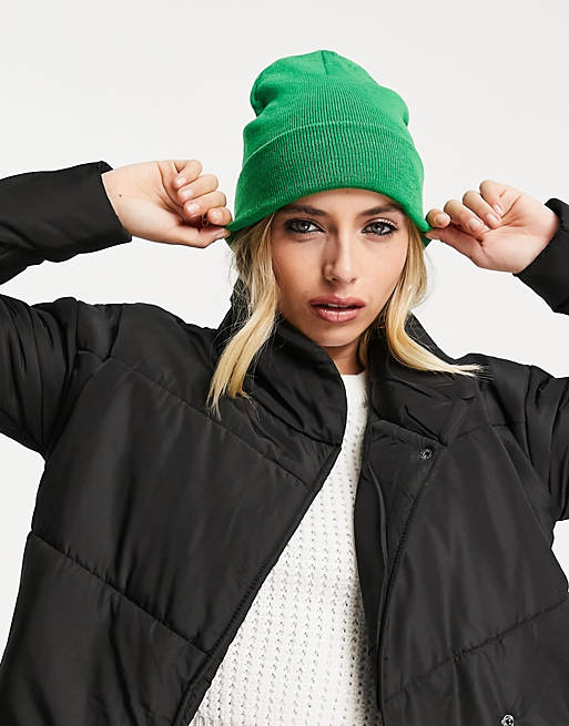 Only ribbed beanie in bright green