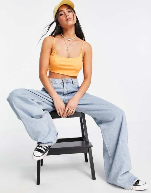 Only ribbed crop top in orange