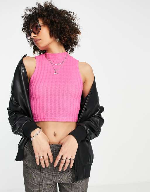 Pink high neck crop on sale top