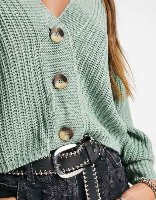 Green button hotsell up cardigan