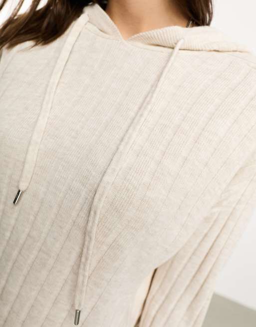 ONLY ribbed knit hoodie in cream - part of a set , 3 of 4