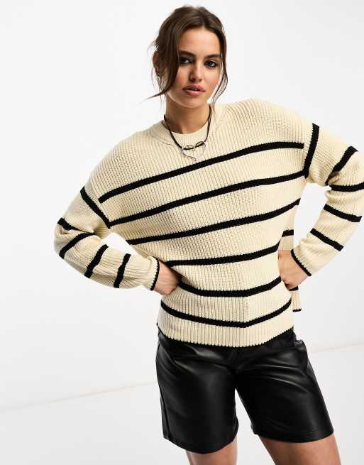 Rib-knit Sweater - Cream - Ladies