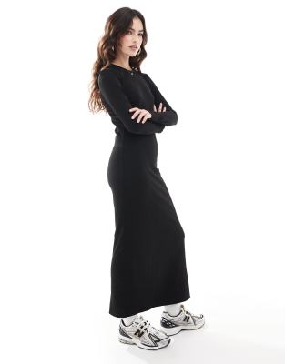 only ribbed maxi dress in black