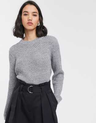 gray ribbed sweater