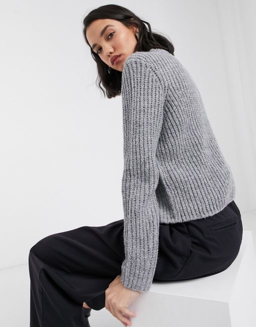 Only ribbed sweater in gray