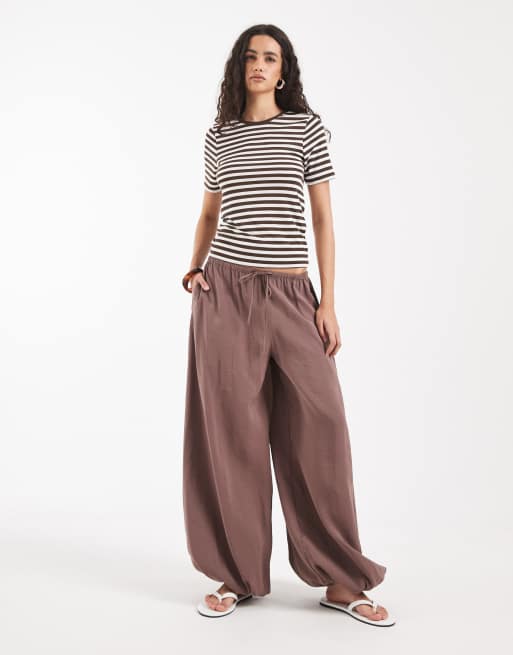ONLY ribbed t-shirt in brown stripes, 2 of 4