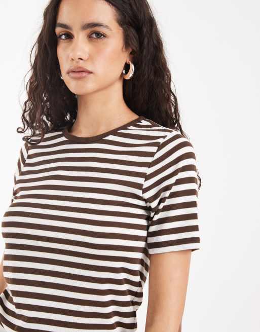 ONLY ribbed t-shirt in brown stripes, 4 of 4