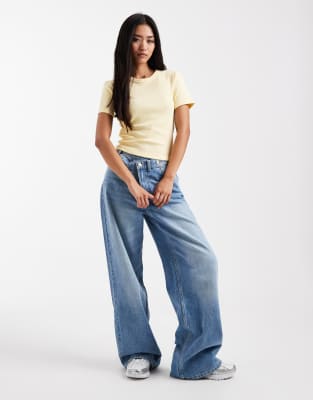 Only Ribbed T-shirt In Neutral