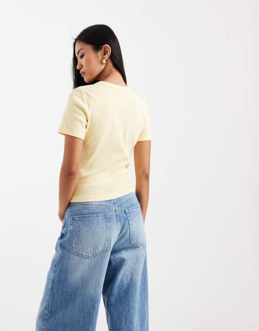 ONLY ribbed t-shirt in pale yellow, 4 of 4