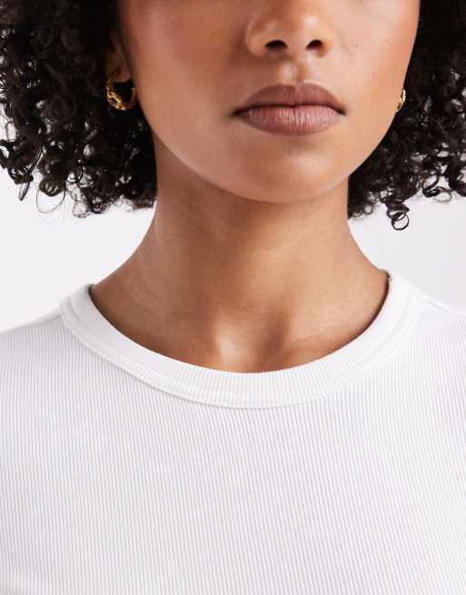 ONLY ribbed t-shirt in white, 2 of 4