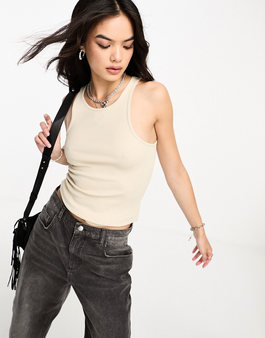 ONLY ribbed tank top in stone-Neutral
