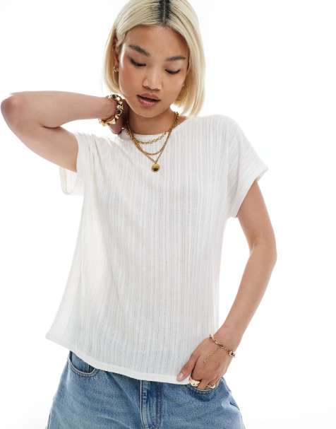 ONLY ribbed textured top in white - view 1