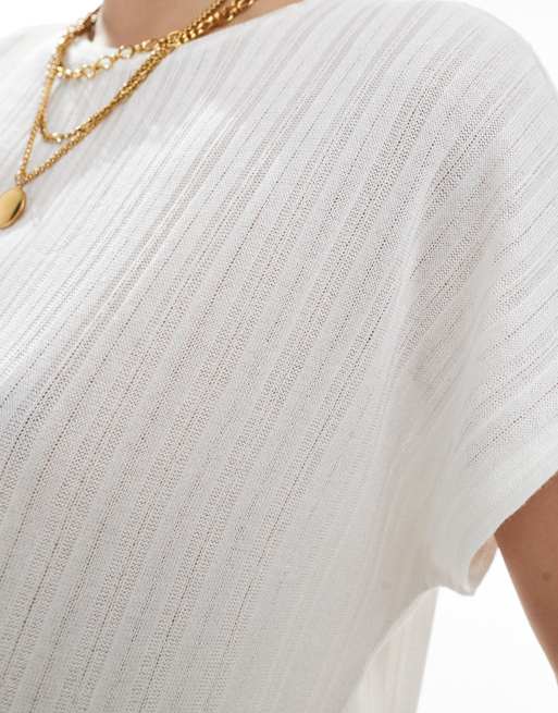 ★ason★ WISH RIBBED BUTTON TEE IVORY AS_P0000CDJ ONLY ribbed textured top in white | ASOS