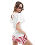 [ONLY] ONLY ribbed tie back top in white 6 Eggnog