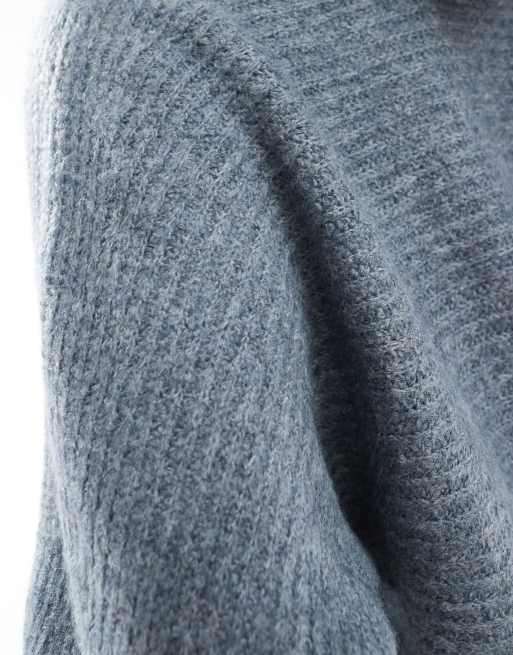 ONLY ribbed wide neck knitted jumper in light blue , 2 of 4
