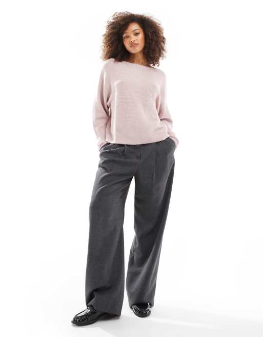 ONLY ribbed wide neck knitted jumper in pink , 2 of 4
