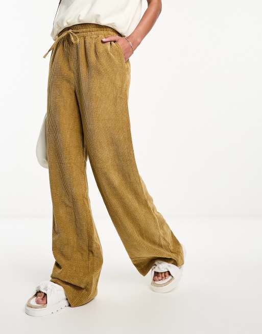 Pantalon Large Fille En Velours Côtelé - Coupe Oversized - Élastique Et Boutons Ajustables - 5 Poches