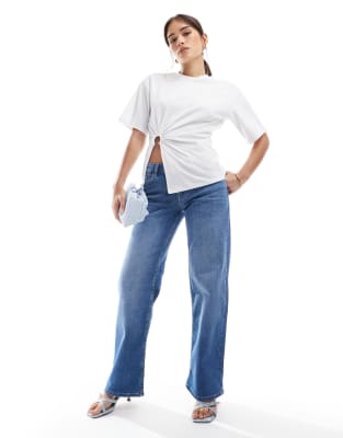 ONLY RING DETAIL RUCHED T-SHIRT 