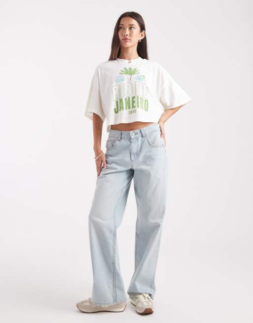 ONLY Rio graphic cropped t-shirt in white, 4 of 4