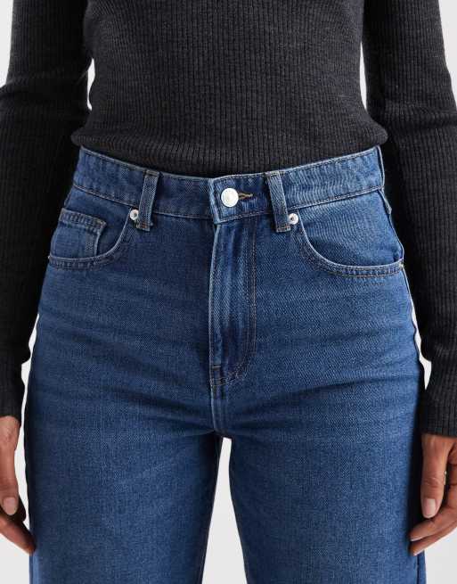 ONLY Robbie high waist straight leg jeans in mid blue , 4 of 5