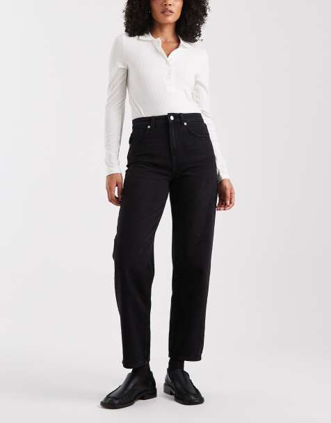 ONLY Robbie high waist straight leg jeans in washed black